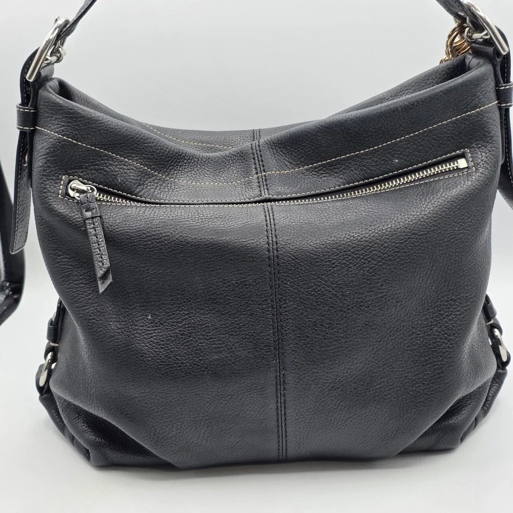 Vtg Coach Hampton Pebbled Leather Hobo Bag Style F15084 Black Silver Hardware